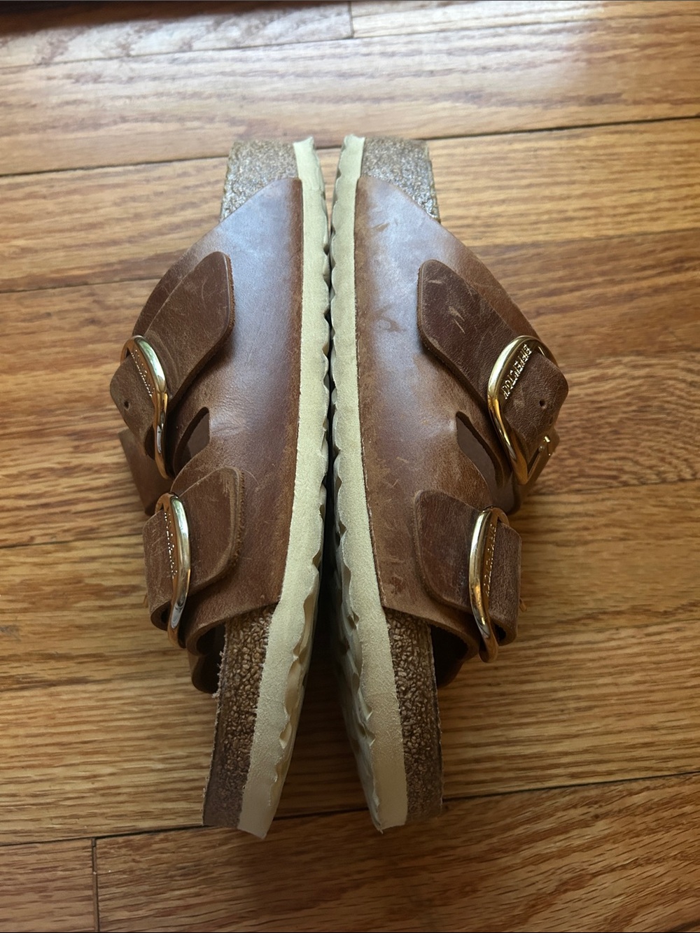 Birkenstock Arizona Big Buckle Cognac Oiled Leather Sandals Size 38 US 7 Narrow - Picture 11 of 13